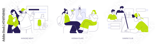 Evening entertainment isolated cartoon vector illustrations se