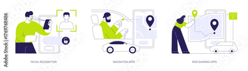 Artificial Intelligence applications isolated cartoon vector illustrations se