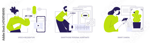 Artificial Intelligence technology use isolated cartoon vector illustrations se