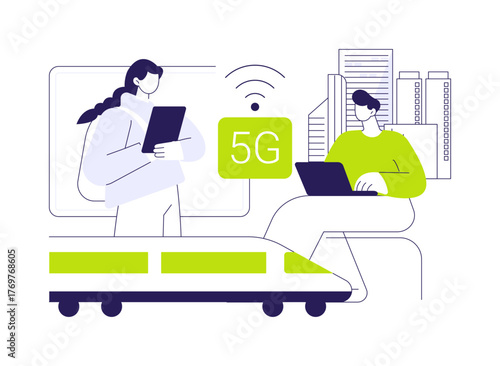 5G public Wi-Fi isolated cartoon vector illustrations.