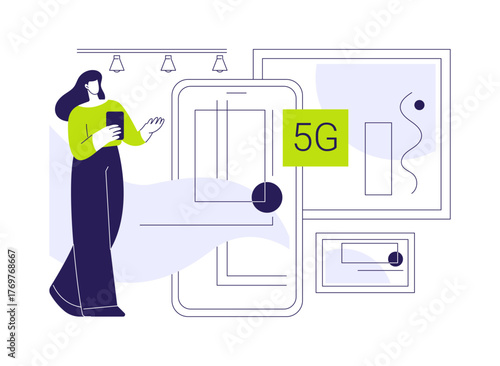 Augmented reality experience with 5G isolated cartoon vector illustrations.