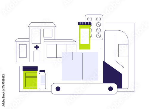 Robotic lifting machines isolated cartoon vector illustrations.
