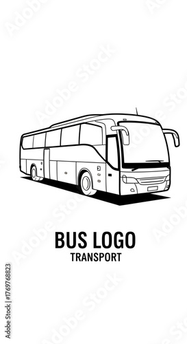 Modern tour bus line art illustration for a transport company logo.