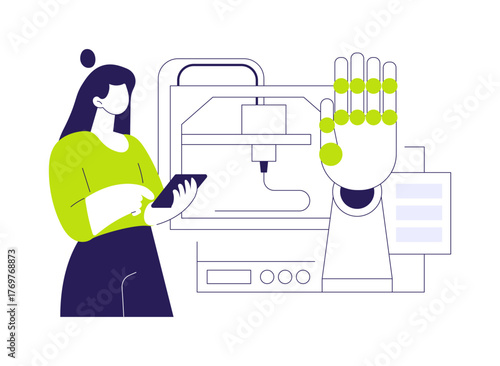 3D printed bionic hand isolated cartoon vector illustrations.
