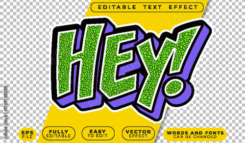  Hey Comic Cartoon Funny Colorful Playful Editable Vector Text File