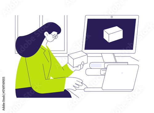 3D printing model abstract concept vector illustration.