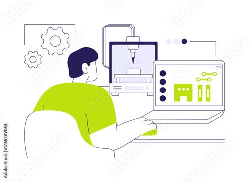 3D printing slicing app abstract concept vector illustration.