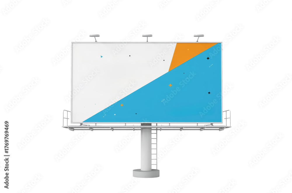 Obraz premium Billboard mockup design with colorful geometric shapes and minimalist style