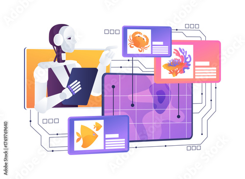 AI-Predictive Habitat Suitability Modeling abstract concept vector illustration.