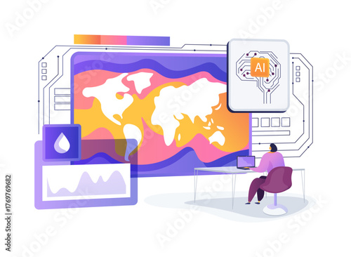 AI-Smart Ocean Acidification Prediction abstract concept vector illustration.