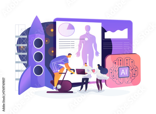 AI-Augmented Astronaut Health Monitoring abstract concept vector illustration.