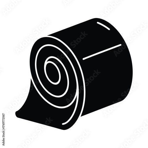 Enigmatic Black Silhouette of a Toilet Paper Roll .eps