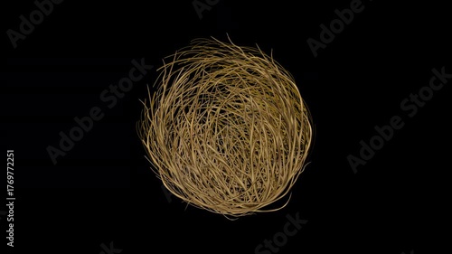 Tumbleweed isolated rotating in center of the screen on alpha background loop animation. Concept of Western, Silence, Desert, Deserted, Empty, Lonely, Dead, Unpopular.