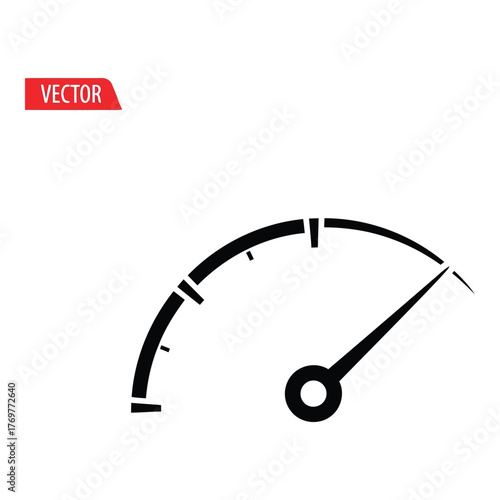 Speedometer dial measuring speed performance or progress on a vector