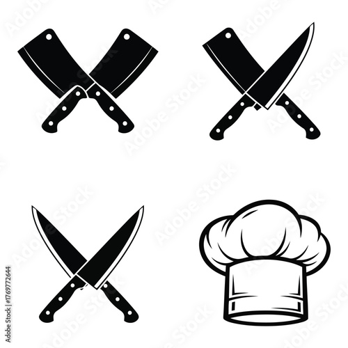 Knives chef hat crossed illustrations vector