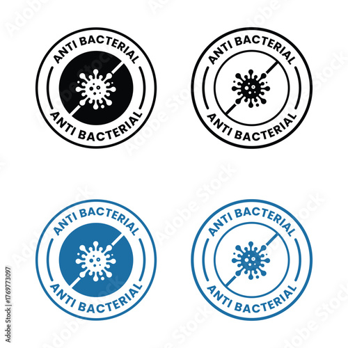 Antibacterial formula stamp, Vector isolated sign for antiseptic cosmetics and medical pharmaceutical products. Antibacterial sign, logo, badge, icon, sticker, label, emblem, stamp, symbol.