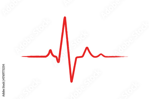Red electrocardiogram line on a, representing a heartbeat or vital signs vector illustration