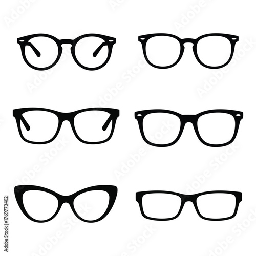 Eyeglasses assortment optical frames for vision correction and style choices vector