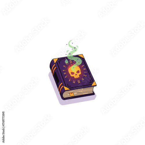 Cartoon Witchcraft Spellbook Vector Illustration, Dark Arts Magic Grimoire, Occult Knowledge, Witchcraft spellbook vector illustration.