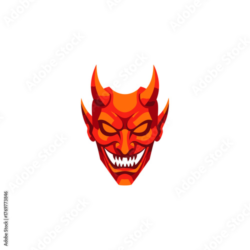 Devil Face Vector Illustration Demon Evil Horns Scary Design, Devil face illustration demon evil horns scary design hellish spooky.