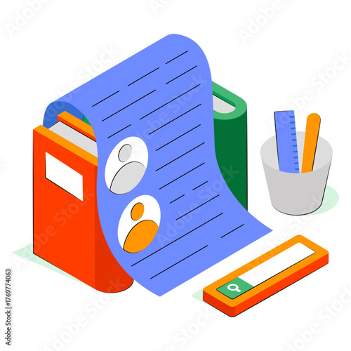 Illustration of employee list in isometric design 