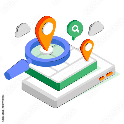 Unique design icon of search location 