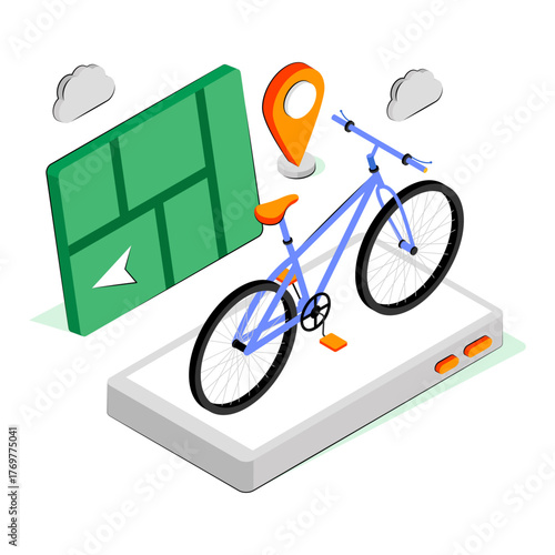 A colored design icon of cycle location 