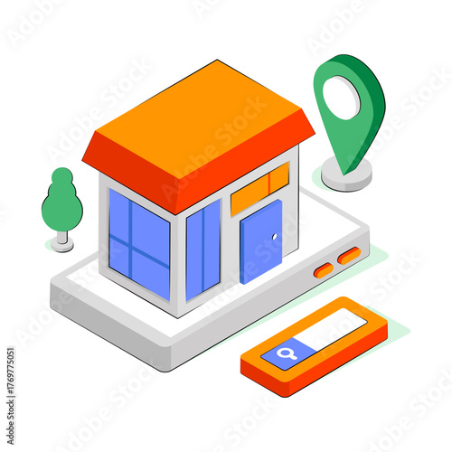 House with pointer, icon of home location 
