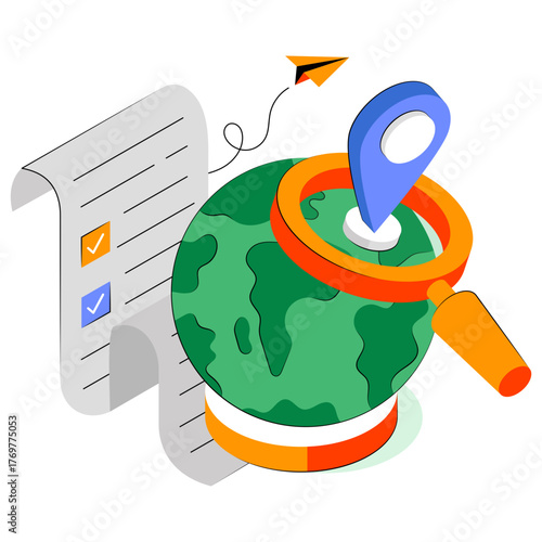 Unique design icon of search global location 