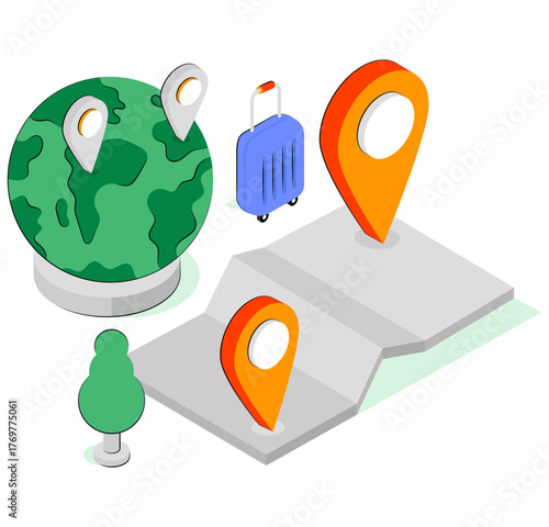 Unique design icon of global travel location 
