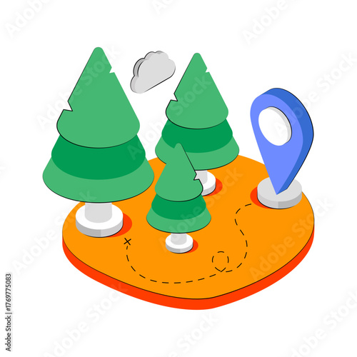 A unique design icon of forest location 