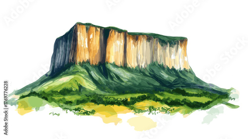 Mount Roraima. Mount Roraima hand drawn watercolor illustration