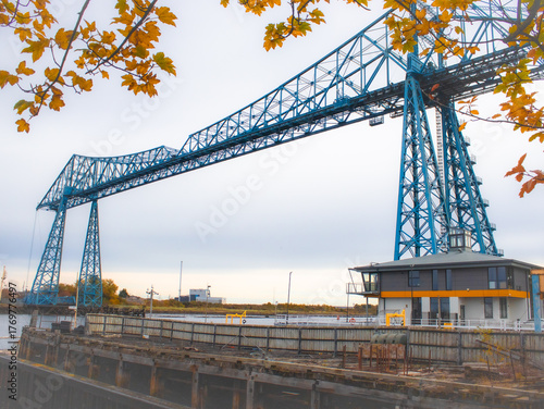 The Tees Transporter Bridge at Middlesbrough on a autumn day. 