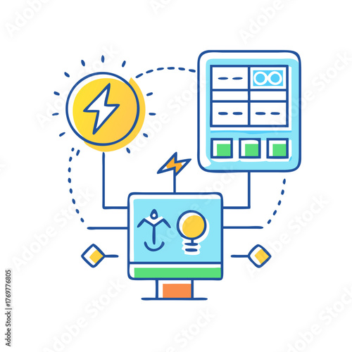 Visualization of a smart grid integrating solar energy with energy management