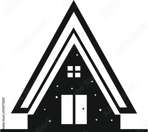 A frame house silhouette isolated on white background isolated on transparent background