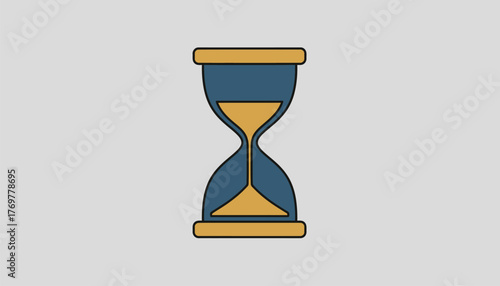 Hourglass sand flowing from the upper bulb to the lower bulb, representing time passing, a countdown, deadline, waiting, or scheduling concept, with a transparent background