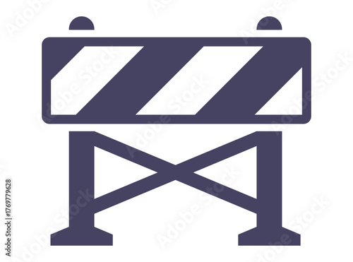 Black icon of road barrier on a highway. Flat illustration.