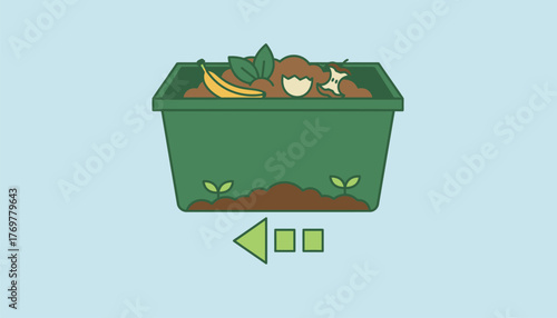 A compost bin filled with organic waste demonstrating sustainable gardening practices and the journey of waste to nutrientrich soil.