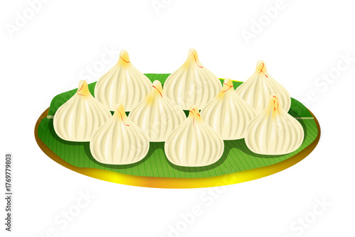Indian Sweets Modak in a Plate Vector Illustration Stock Image
