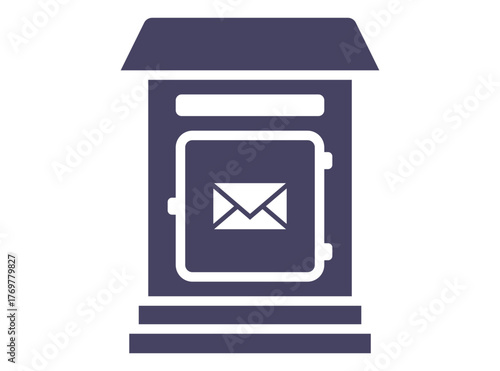 Black mailbox icon. Flat illustration.