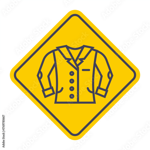 Black linear icon of a men warm jacket. Flat illustration.