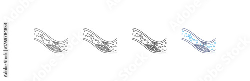  collection of high triglycerides icon set illustrations, diagnosis, treatment, health with different line thickness and color variations on a white background