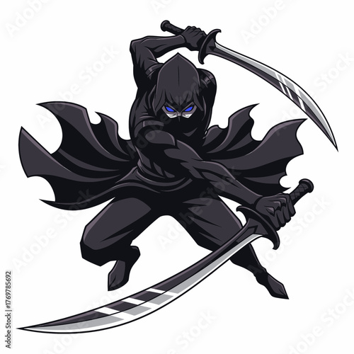 Anime-style shadow assassin with two blades