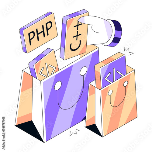 Unique design illustration of programming constructs