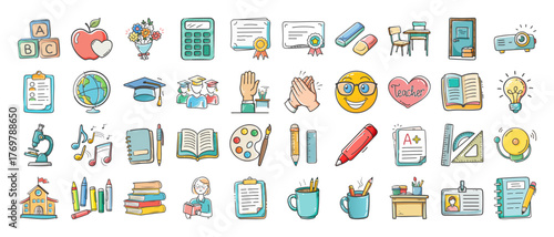 Collection of scalable vector illustrations for education and creative projects