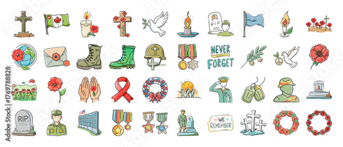 Scalable vector illustration of memorial battlefield cross icons for digital use