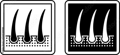 Dermatology Signs. Black and White Vector Icons. Human Hair and Scalp. Skin Disease Treatment. Hospital Department Sign