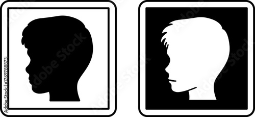 Pediatry Signs. Black and White Vector Icons. Child's Head. Treatment of Childhood Diseases. Hospital Department Sign