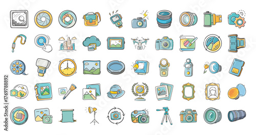 Collection of diverse vector icons and graphic elements scalable illustration eps
