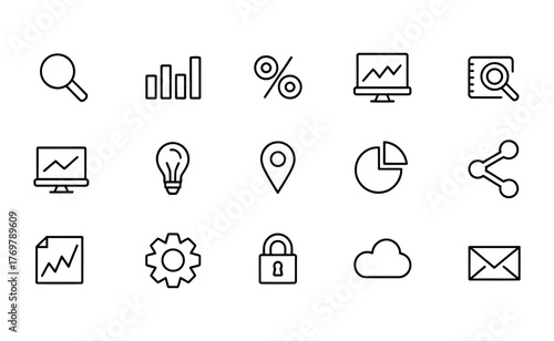 Collection of business and finance icons